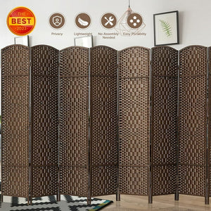 Jostyle Room Divider 6ft. Tall Extra Wide Privacy Screen, Folding Privacy Screens with Diamond Double-Weave Room dividers and Freestanding Room Dividers Privacy Screens(Brown, 8-Panel)