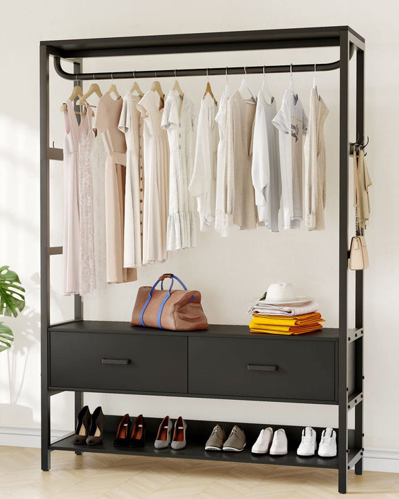 Freestanding Closet Organizer Clothes Rack with Drawers and