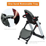 HEAO Adjustable  Baby Folding High Chair-Gray