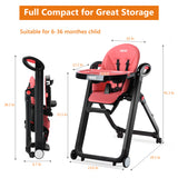 HEAO Adjustable  Baby Folding High Chair-Pink