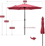 Quictent 9 ft. Market Patio Umbrella-Wine Red